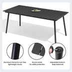 7-Piece Set Outdoor Patio Aluminum Dining Table and PE Rattan Wicker Dining Chairs