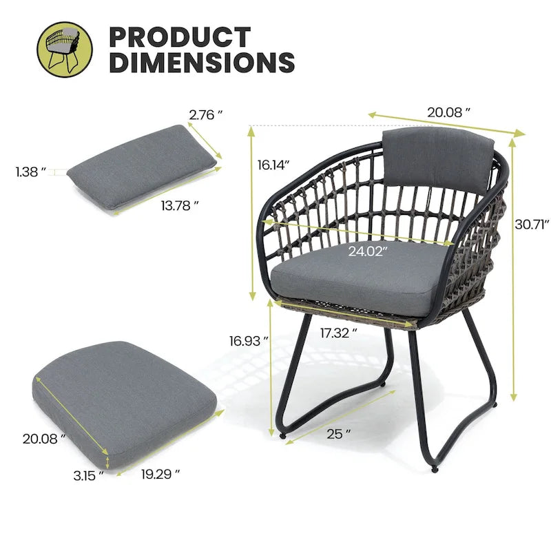 7-Piece Set Outdoor Patio Aluminum Dining Table and PE Rattan Wicker Dining Chairs