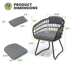 7-Piece Set Outdoor Patio Aluminum Dining Table and PE Rattan Wicker Dining Chairs