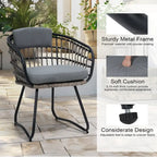 7-Piece Set Outdoor Patio Aluminum Dining Table and PE Rattan Wicker Dining Chairs