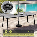 7-Piece Set Outdoor Patio Aluminum Dining Table and PE Rattan Wicker Dining Chairs
