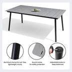 7-Piece Set Outdoor Patio Aluminum Dining Table and PE Rattan Wicker Dining Chairs