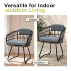 7-Piece Set Outdoor Patio Aluminum Dining Table and PE Rattan Wicker Dining Chairs