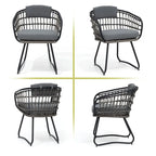 7-Piece Set Outdoor Patio Aluminum Dining Table and PE Rattan Wicker Dining Chairs