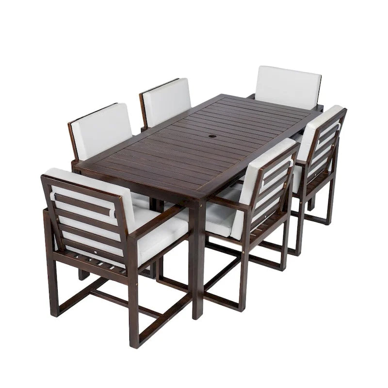 7-Pieces Patio Dining Set with Removable Cushions and 6 Chairs