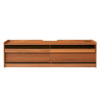 TV Stand with 4 Drawers, Charging Ports & LED Lighting – Walnut / Espresso / Black, Modern Style