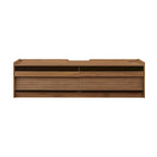 TV Stand with 4 Drawers, Charging Ports & LED Lighting – Walnut / Espresso / Black, Modern Style