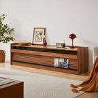 TV Stand with 4 Drawers, Charging Ports & LED Lighting – Walnut / Espresso / Black, Modern Style