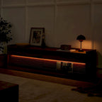 TV Stand with 4 Drawers, Charging Ports & LED Lighting – Walnut / Espresso / Black, Modern Style