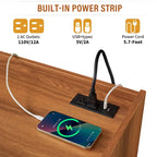 TV Stand with 4 Drawers, Charging Ports & LED Lighting – Walnut / Espresso / Black, Modern Style