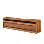TV Stand with 4 Drawers, Charging Ports & LED Lighting – Walnut / Espresso / Black, Modern Style
