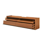 TV Stand with 4 Drawers, Charging Ports & LED Lighting – Walnut / Espresso / Black, Modern Style