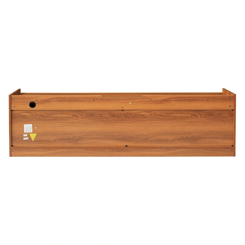 TV Stand with 4 Drawers, Charging Ports & LED Lighting – Walnut / Espresso / Black, Modern Style