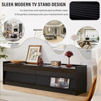 TV Stand with 4 Drawers, Charging Ports & LED Lighting – Walnut / Espresso / Black, Modern Style