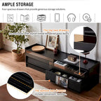 TV Stand with 4 Drawers, Charging Ports & LED Lighting – Walnut / Espresso / Black, Modern Style