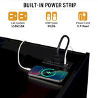 TV Stand with 4 Drawers, Charging Ports & LED Lighting – Walnut / Espresso / Black, Modern Style