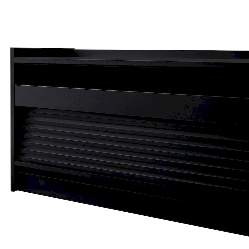 TV Stand with 4 Drawers, Charging Ports & LED Lighting – Walnut / Espresso / Black, Modern Style