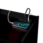 TV Stand with 4 Drawers, Charging Ports & LED Lighting – Walnut / Espresso / Black, Modern Style