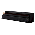 TV Stand with 4 Drawers, Charging Ports & LED Lighting – Walnut / Espresso / Black, Modern Style