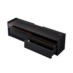TV Stand with 4 Drawers, Charging Ports & LED Lighting – Walnut / Espresso / Black, Modern Style