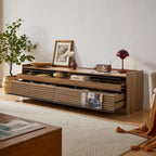 TV Stand with 4 Drawers, Charging Ports & LED Lighting – Walnut / Espresso / Black, Modern Style