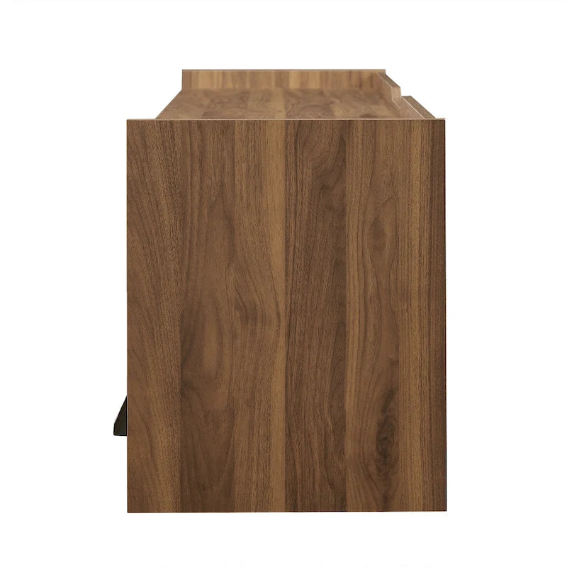 TV Stand with 4 Drawers, Charging Ports & LED Lighting – Walnut / Espresso / Black, Modern Style