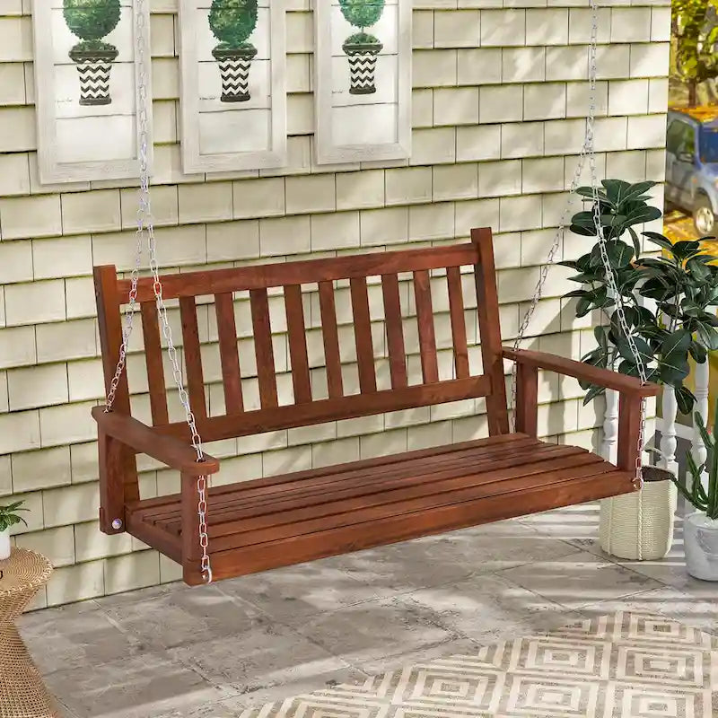 Costway 2-Person Wooden Outdoor Porch Swing Heavy Duty Patio Hanging - See Details