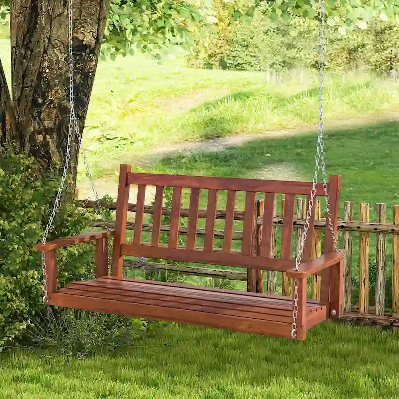 Costway 2-Person Wooden Outdoor Porch Swing Heavy Duty Patio Hanging - See Details