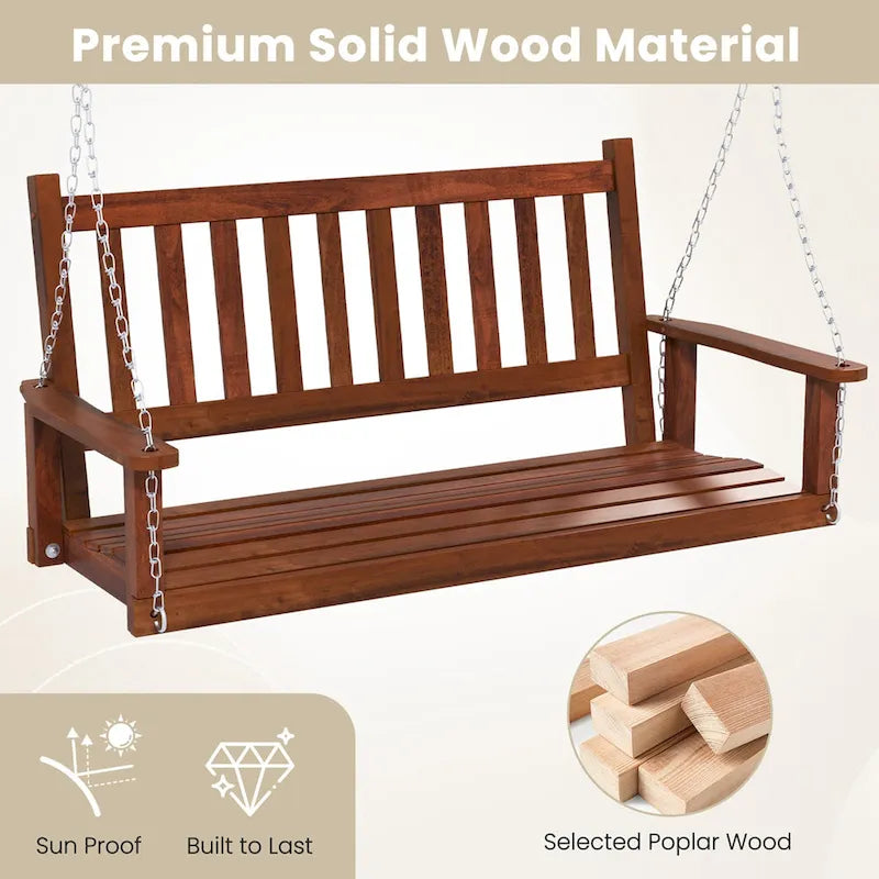 Costway 2-Person Wooden Outdoor Porch Swing Heavy Duty Patio Hanging - See Details