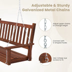 Costway 2-Person Wooden Outdoor Porch Swing Heavy Duty Patio Hanging - See Details