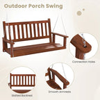 Costway 2-Person Wooden Outdoor Porch Swing Heavy Duty Patio Hanging - See Details