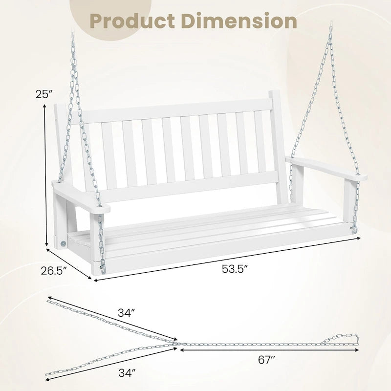 Costway 2-Person Wooden Outdoor Porch Swing Heavy Duty Patio Hanging - See Details