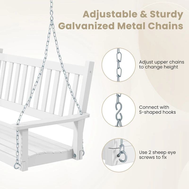 Costway 2-Person Wooden Outdoor Porch Swing Heavy Duty Patio Hanging - See Details