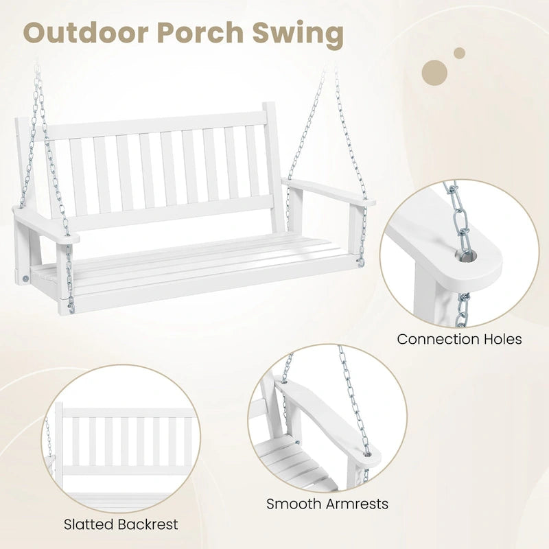 Costway 2-Person Wooden Outdoor Porch Swing Heavy Duty Patio Hanging - See Details