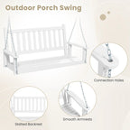 Costway 2-Person Wooden Outdoor Porch Swing Heavy Duty Patio Hanging - See Details