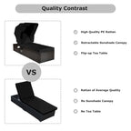 Gymax Rattan Patio Chaise Lounge Chair W/ Adjustable Canopy Black