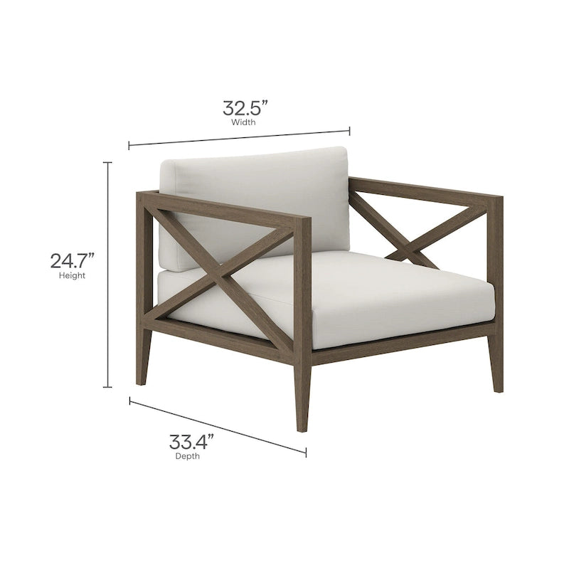 Northlake 3-Piece Outdoor Patio Teak Wood Furniture Set with Armchair and Side Table