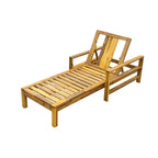 72.44W Acacia Wood Adjustable Backrest Outdoor Lounge Chair - N/A