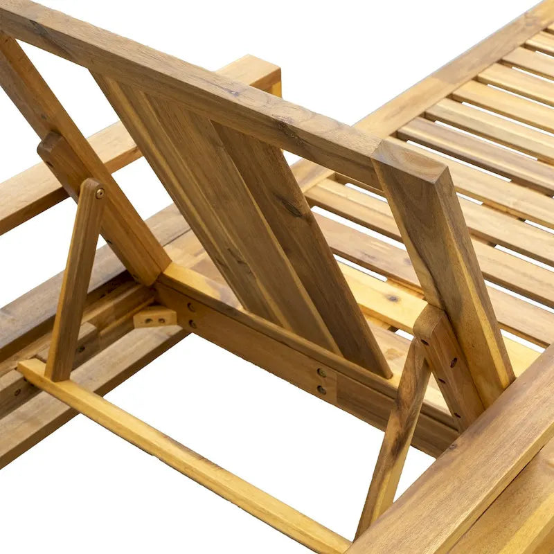 72.44W Acacia Wood Adjustable Backrest Outdoor Lounge Chair - N/A