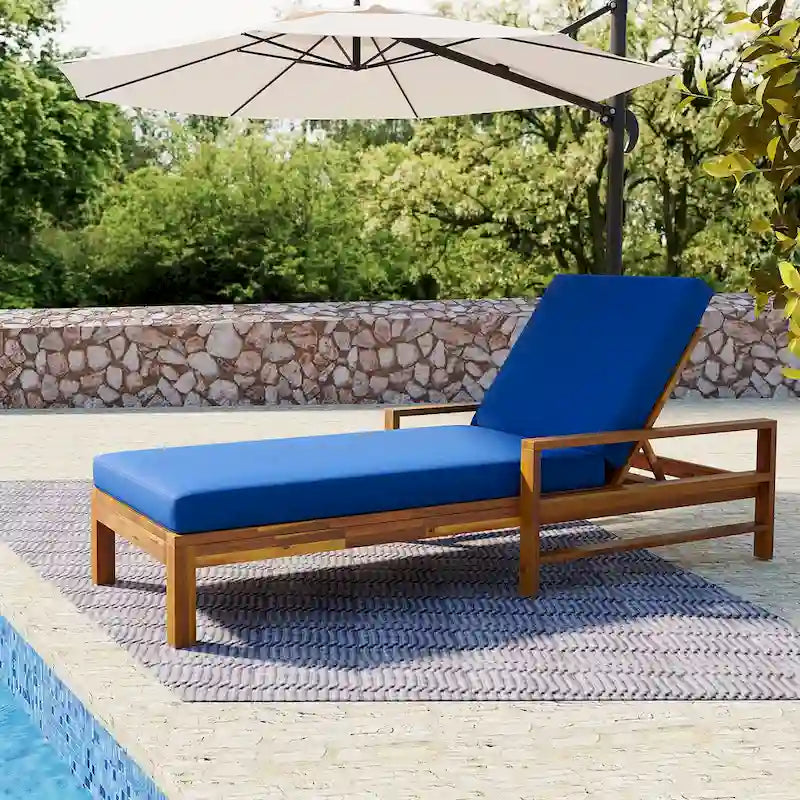 72.44W Acacia Wood Adjustable Backrest Outdoor Lounge Chair - N/A