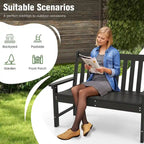 Gymax Garden Bench All-Weather HDPE 2-Person Outdoor Bench for Front