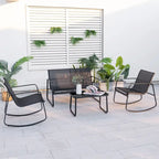 Gymax 4 Piece Rocking Bistro Set Patio Furniture Set w/ Loveseat 2