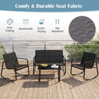 Gymax 4 Piece Rocking Bistro Set Patio Furniture Set w/ Loveseat 2