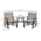 Outdoor Glider Chairs with Coffee Table, Patio 2-Seat Rocking Chair Swing with Breathable Sling for Backyard, Garden, Porch