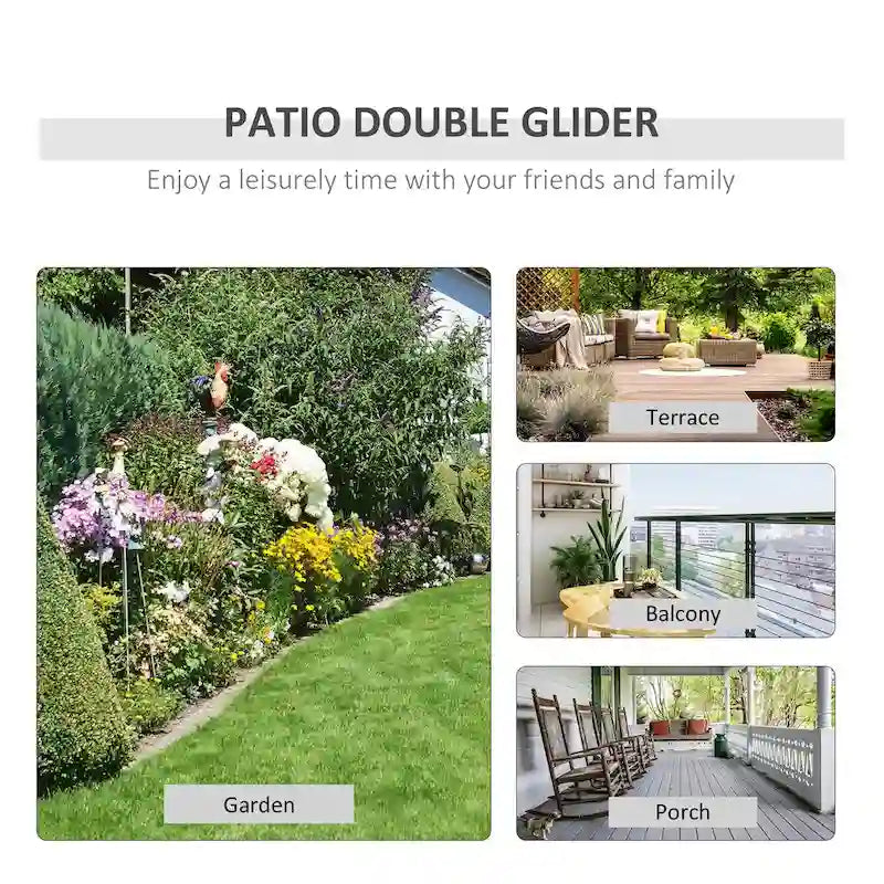 Outdoor Glider Chairs with Coffee Table, Patio 2-Seat Rocking Chair Swing with Breathable Sling for Backyard, Garden, Porch