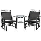 Outdoor Glider Chairs with Coffee Table, Patio 2-Seat Rocking Chair Swing with Breathable Sling for Backyard, Garden, Porch