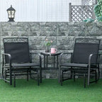 Outdoor Glider Chairs with Coffee Table, Patio 2-Seat Rocking Chair Swing with Breathable Sling for Backyard, Garden, Porch