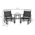 Outdoor Glider Chairs with Coffee Table, Patio 2-Seat Rocking Chair Swing with Breathable Sling for Backyard, Garden, Porch