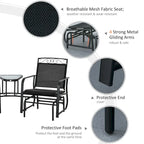 Outdoor Glider Chairs with Coffee Table, Patio 2-Seat Rocking Chair Swing with Breathable Sling for Backyard, Garden, Porch