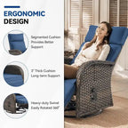 Pocassy 4PCS Versatile Outdoor Recliner Chair with Blue Cushion